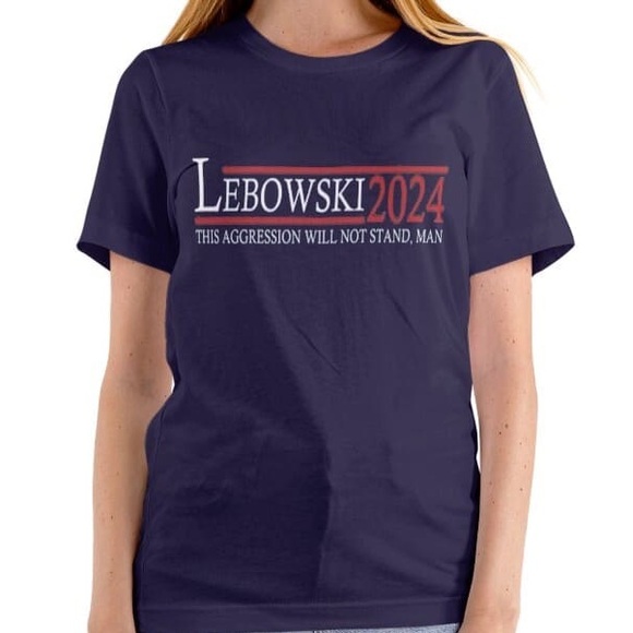 NWOT Big Lebowski 2024 This Aggression Will Not Stand Man Navy T-shirt The Dude - Picture 2 of 5